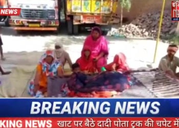 दादी पोता ट्रक की चपेट में आ गए जिस के साथ दादी के तो कुछ चोटों लगी और डेढ़ साल का बच्चो की मौके पर ही मौत
