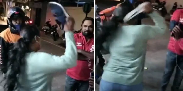 डिलीवरी बॉय पर महिला ने चलाया जूता