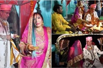 हिंदुस्तानी रंग में विदेशी दूल्हा-दुल्हन: आगरा में हिंदू रीति-रिवाज से की शादी, शिव मंदिर में लिए सात फेरे