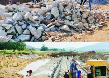 बरदहा नदी में घटिया निर्माण सामग्री से बनाये जा रहे चेकडैम