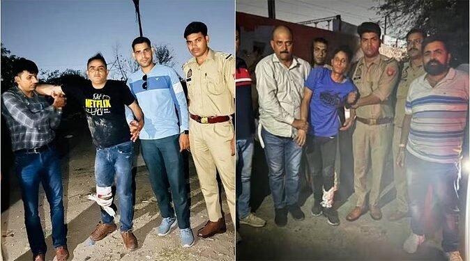 लुटेरों से मुठभेड़: लोगों से मोबाइल और सामान लूटकर फरार हो जाते थे, दो गिरफ्तार